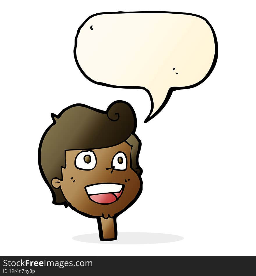 Cartoon Happy Face With Speech Bubble