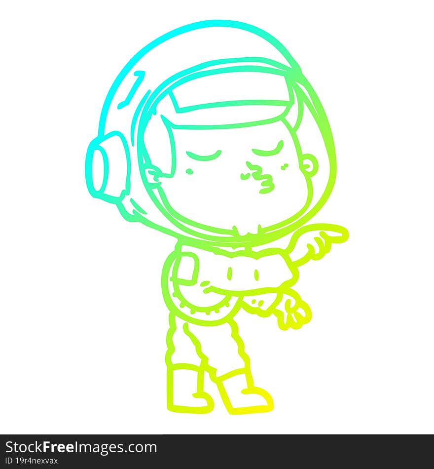 cold gradient line drawing cartoon confident astronaut