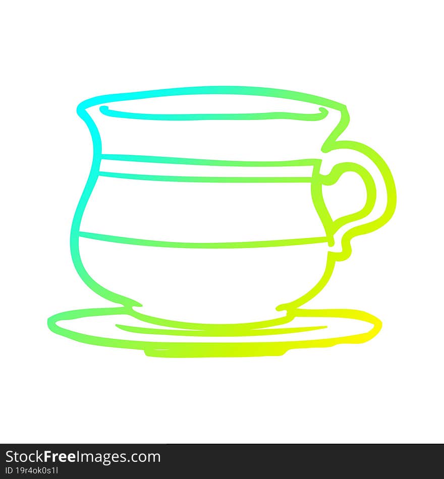 cold gradient line drawing old tea cup