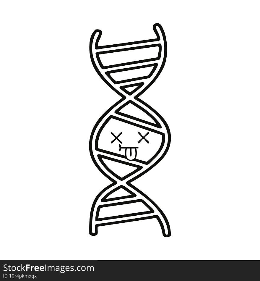 Line Drawing Cartoon DNA Strand