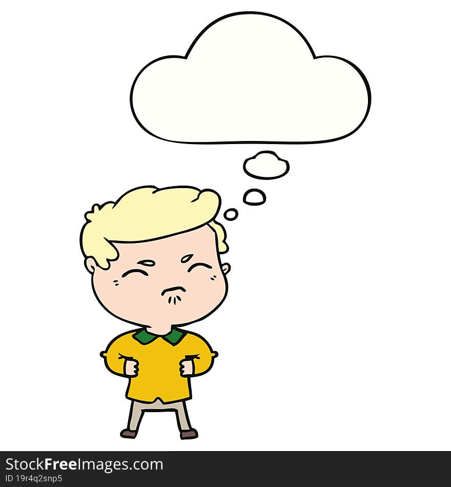 Cartoon Annoyed Man And Thought Bubble