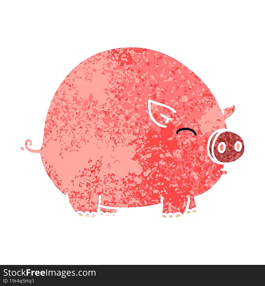 retro illustration style quirky cartoon pig. retro illustration style quirky cartoon pig