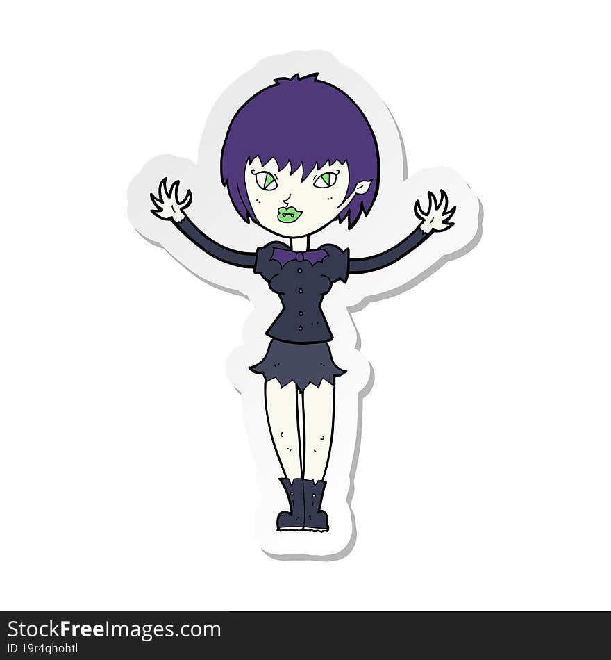 Sticker Of A Cartoon Vampire Girl