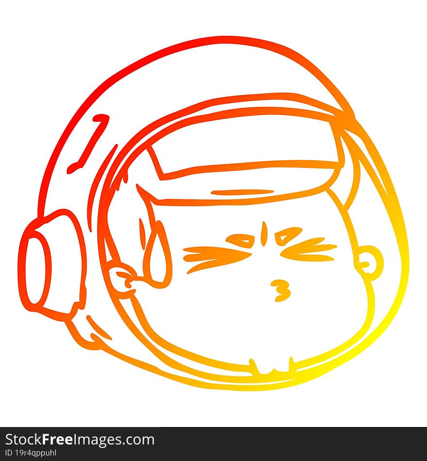 warm gradient line drawing cartoon stressed astronaut face