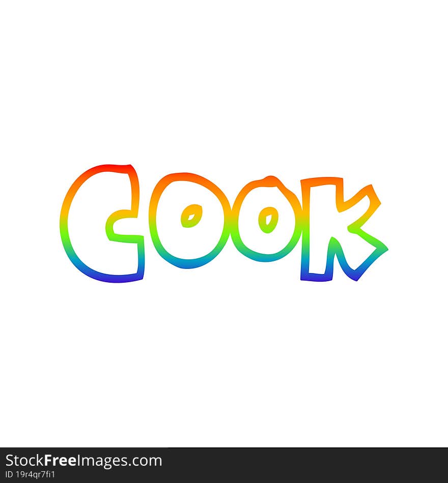 rainbow gradient line drawing cartoon word cook