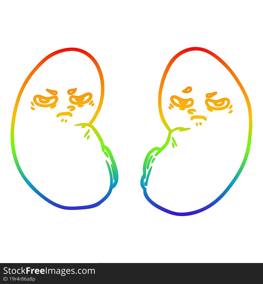 rainbow gradient line drawing cartoon irritated kidneys