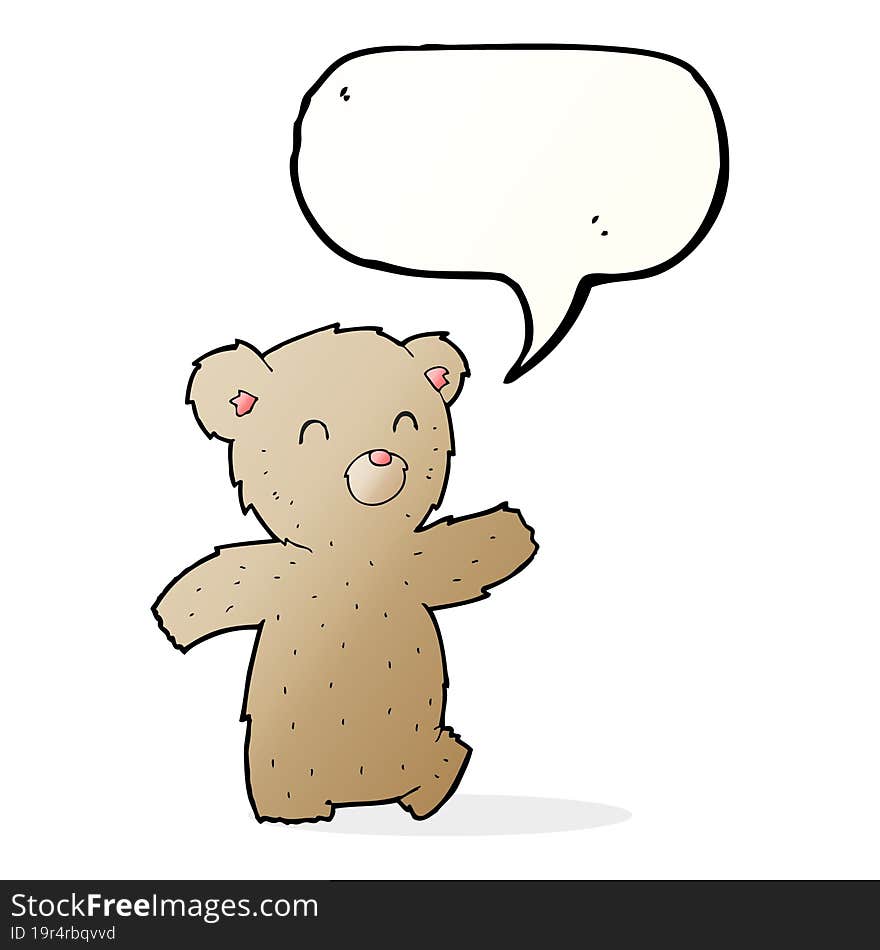 cartoon teddy bear with speech bubble