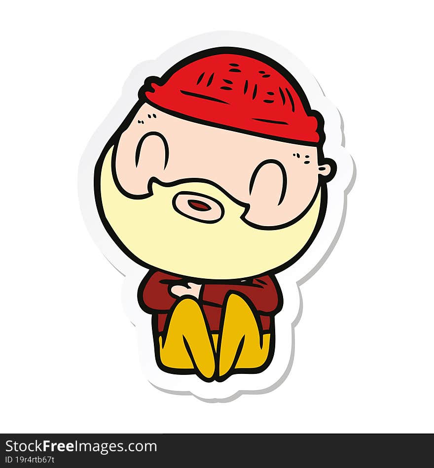 sticker of a cartoon bearded man