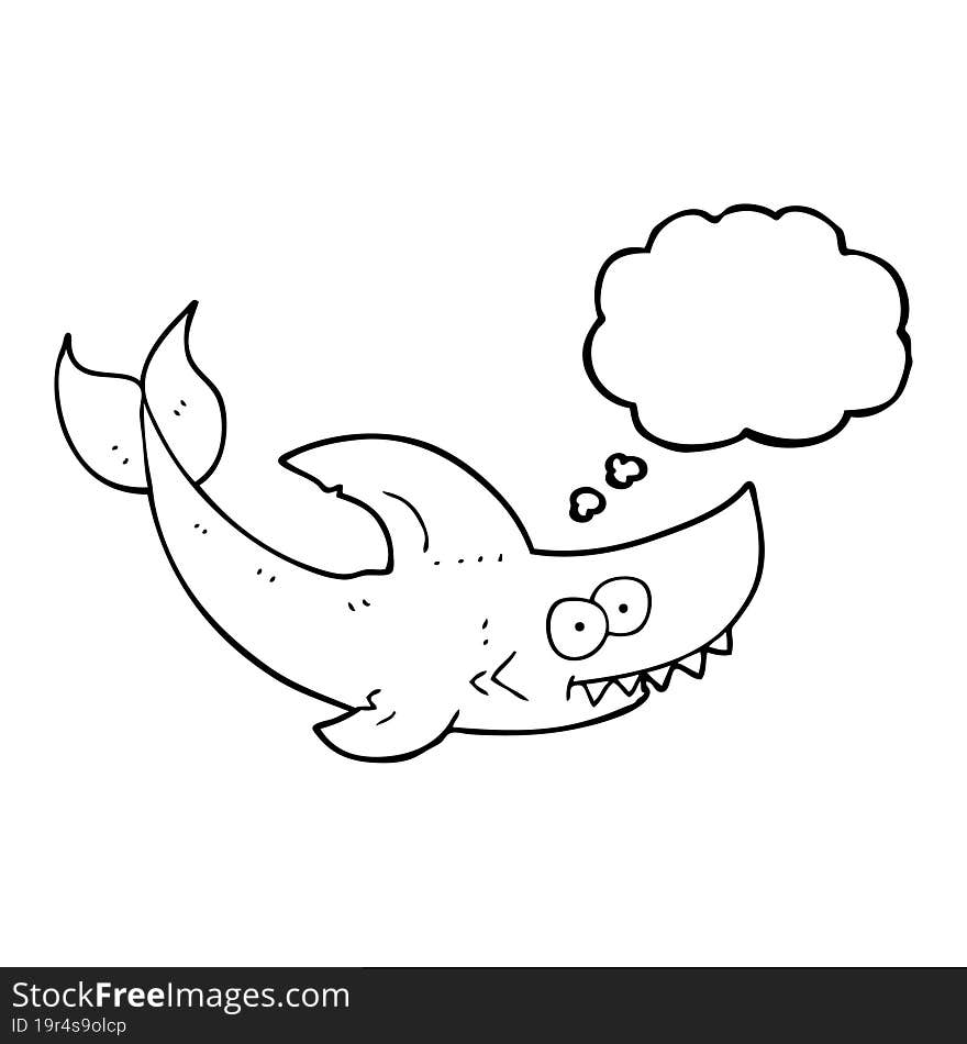 freehand drawn thought bubble cartoon shark