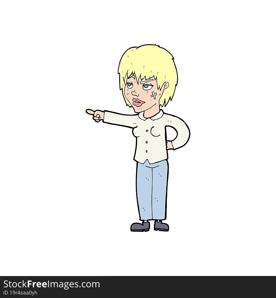 cartoon woman pointing