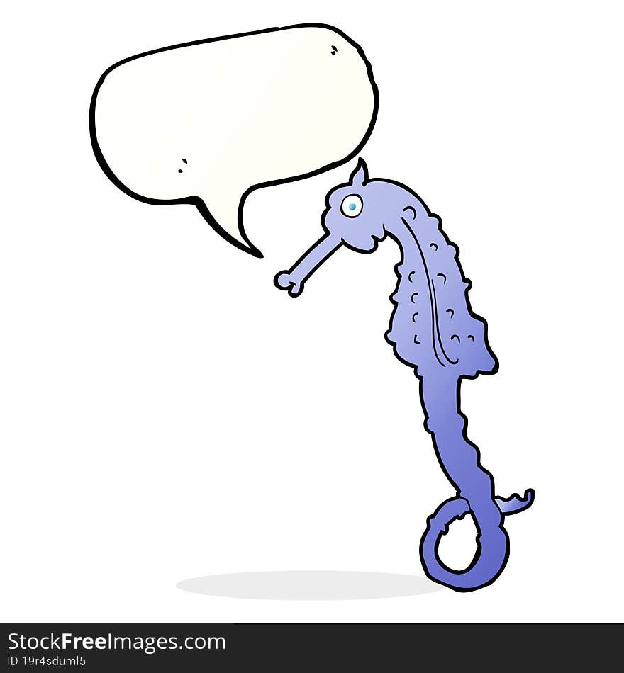 cartoon sea horse with speech bubble