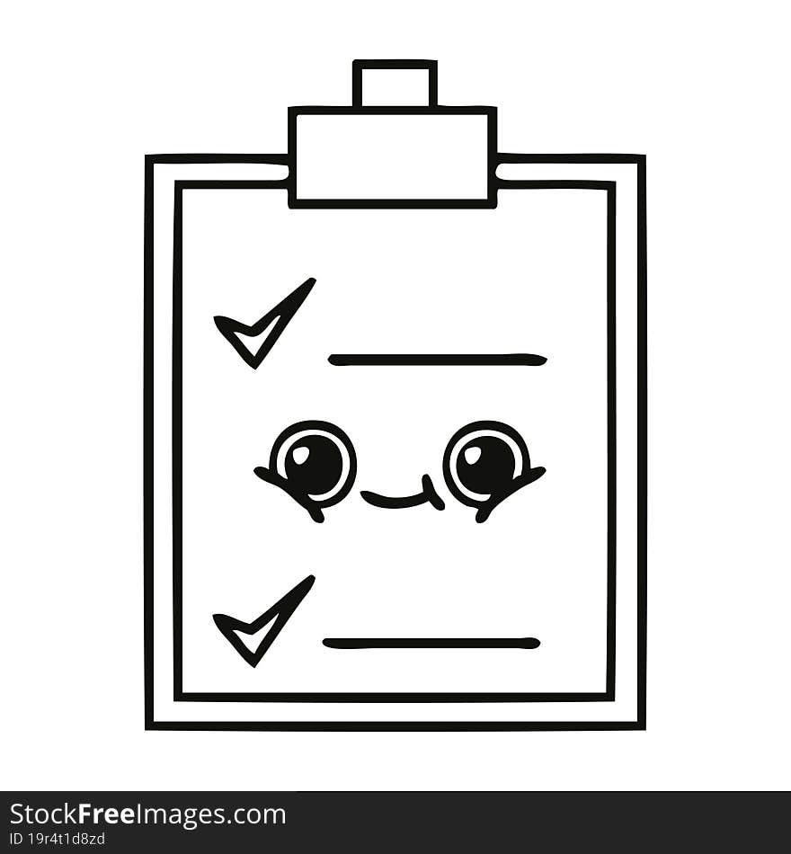 line drawing cartoon of a check list