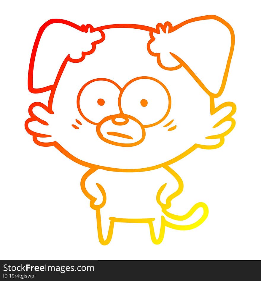 Warm Gradient Line Drawing Nervous Dog Cartoon