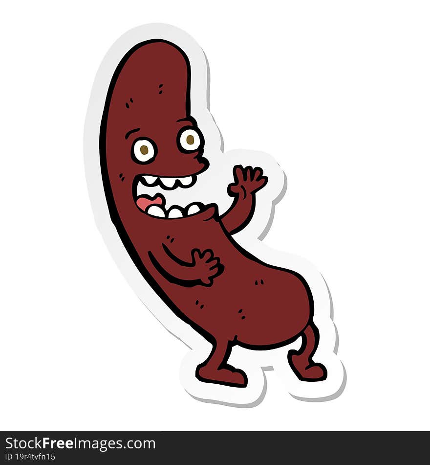 Sticker Of A Cartoon Sausage