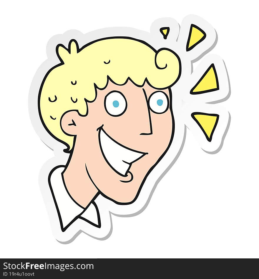 sticker of a cartoon excited man