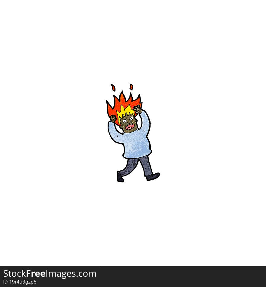 cartoon man with flaming hair