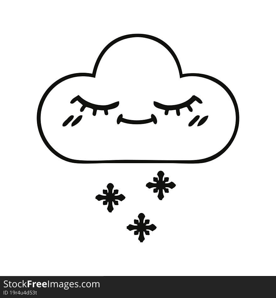 line drawing cartoon snow cloud