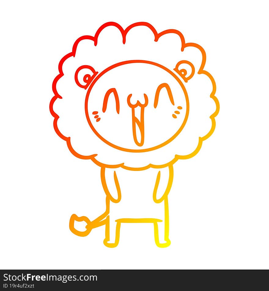 warm gradient line drawing happy cartoon lion