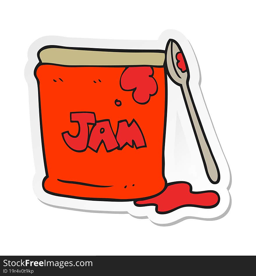 Sticker Of A Cartoon Jam Jar