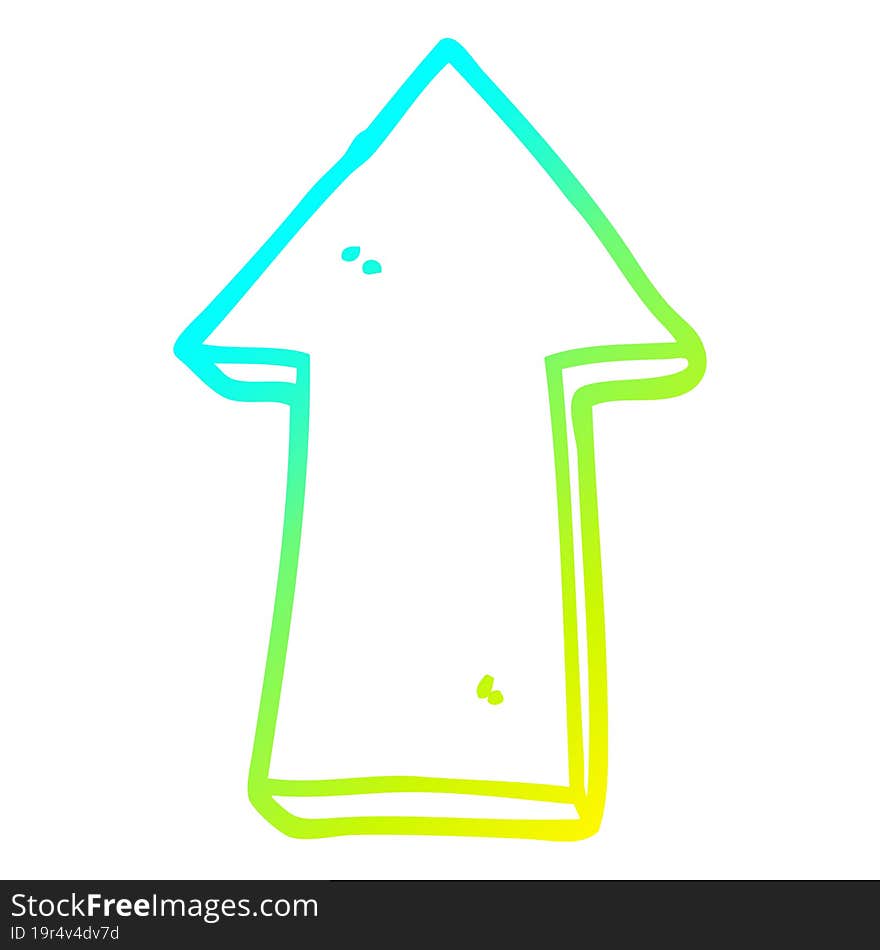 cold gradient line drawing cartoon arrow