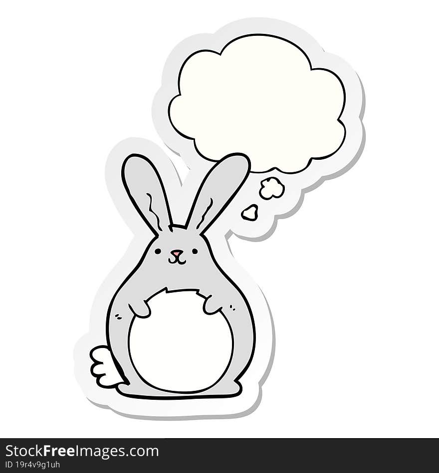 cartoon rabbit and thought bubble as a printed sticker