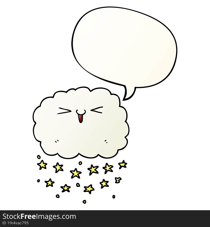 happy cartoon cloud and speech bubble in smooth gradient style