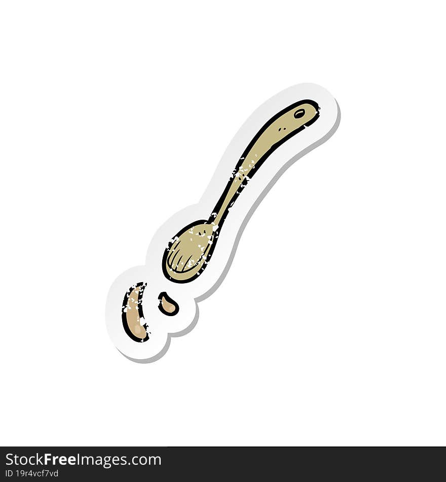 retro distressed sticker of a cartoon spoon