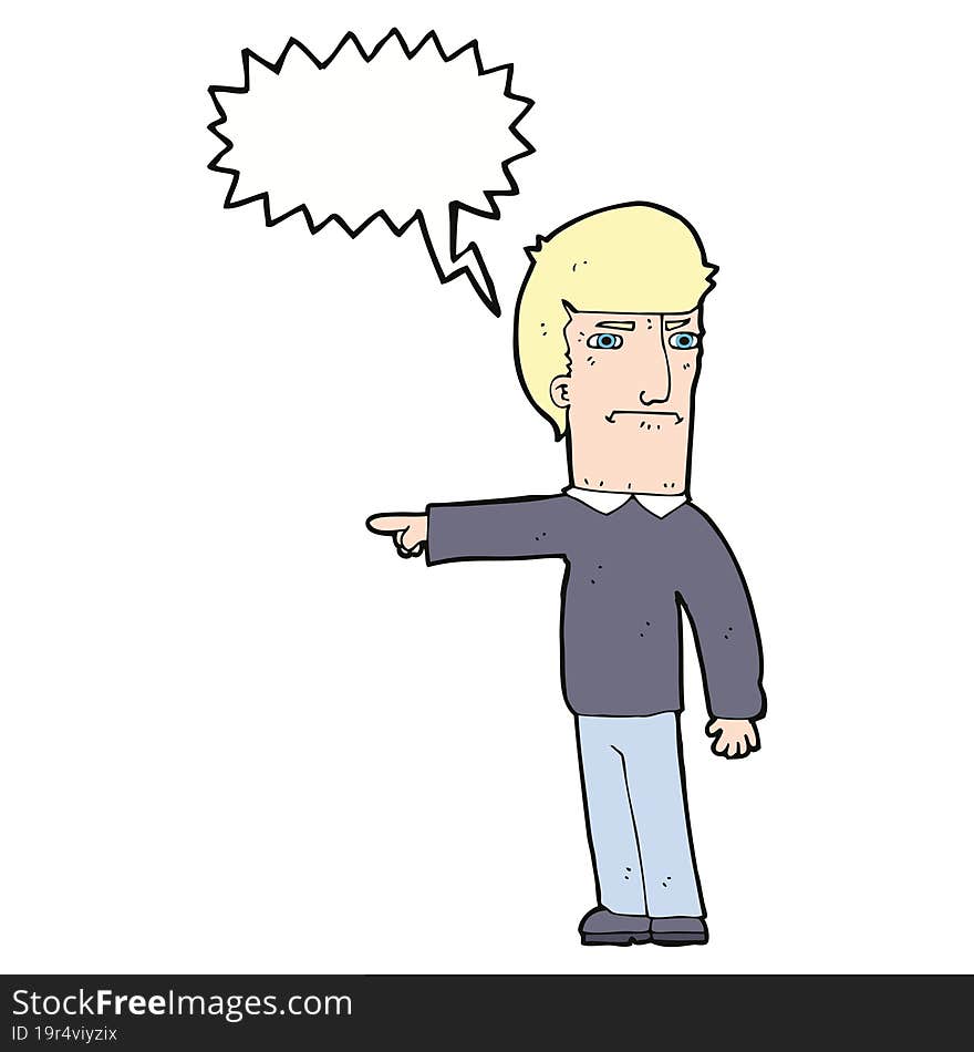 cartoon man pointing with speech bubble