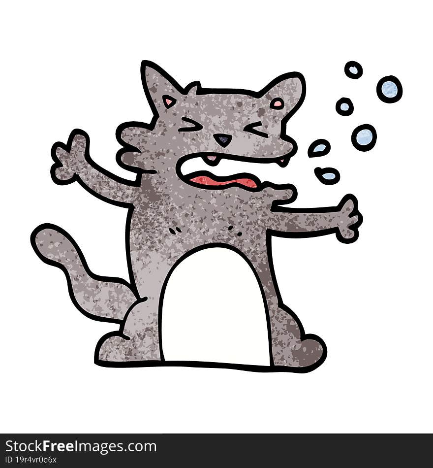 Cartoon Doodle Hiccuping Cat