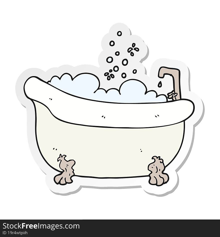 sticker of a cartoon bath full of water