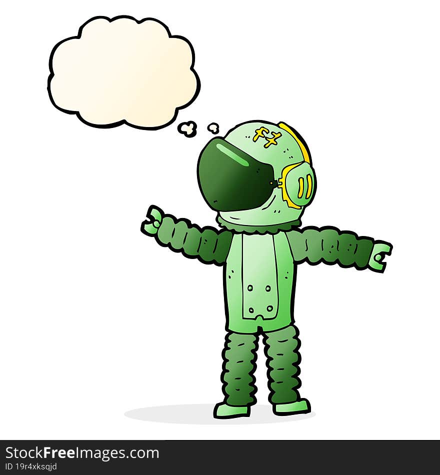 Cartoon Astronaut Reaching With Thought Bubble