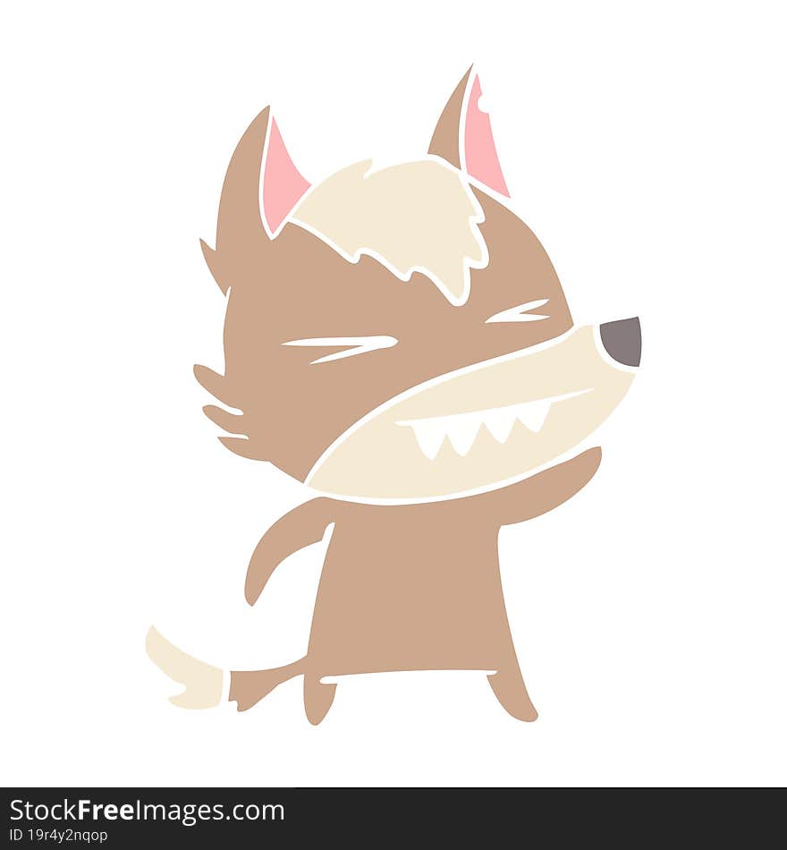 angry wolf flat color style cartoon