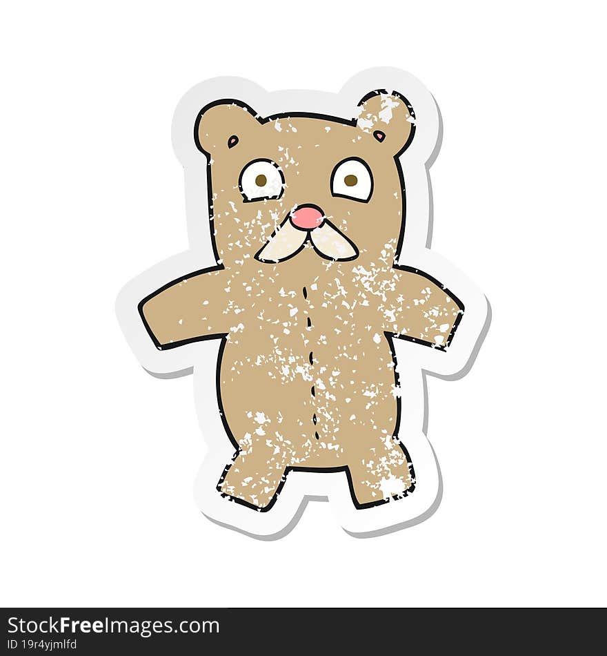 retro distressed sticker of a cartoon teddy bear