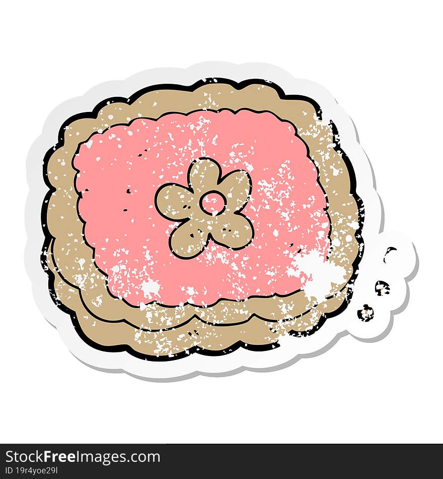 distressed sticker of a cartoon biscuit