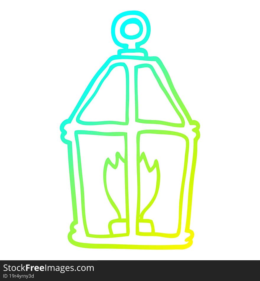 cold gradient line drawing cartoon old lantern