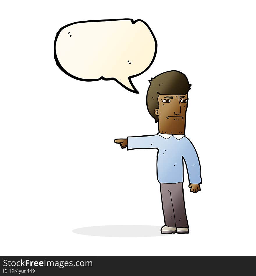 cartoon man pointing with speech bubble