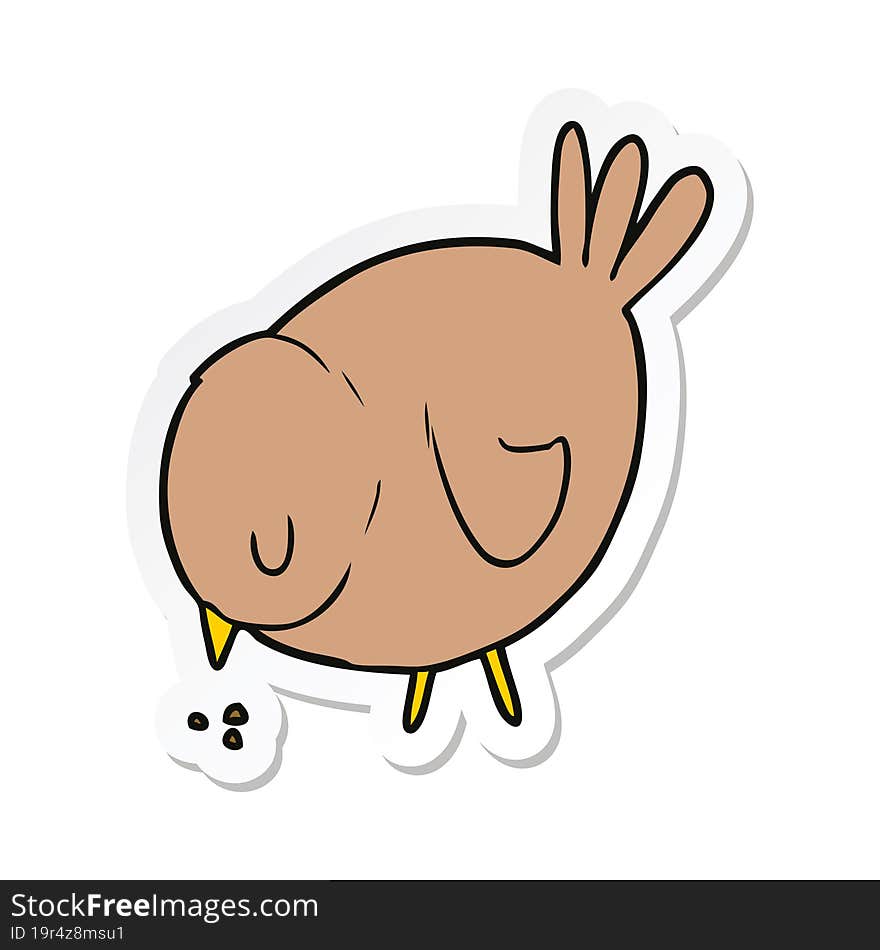 Sticker Of A Cartoon Pecking Bird