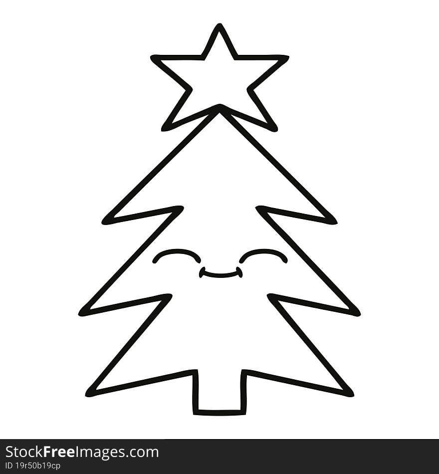 Line Drawing Cartoon Christmas Tree