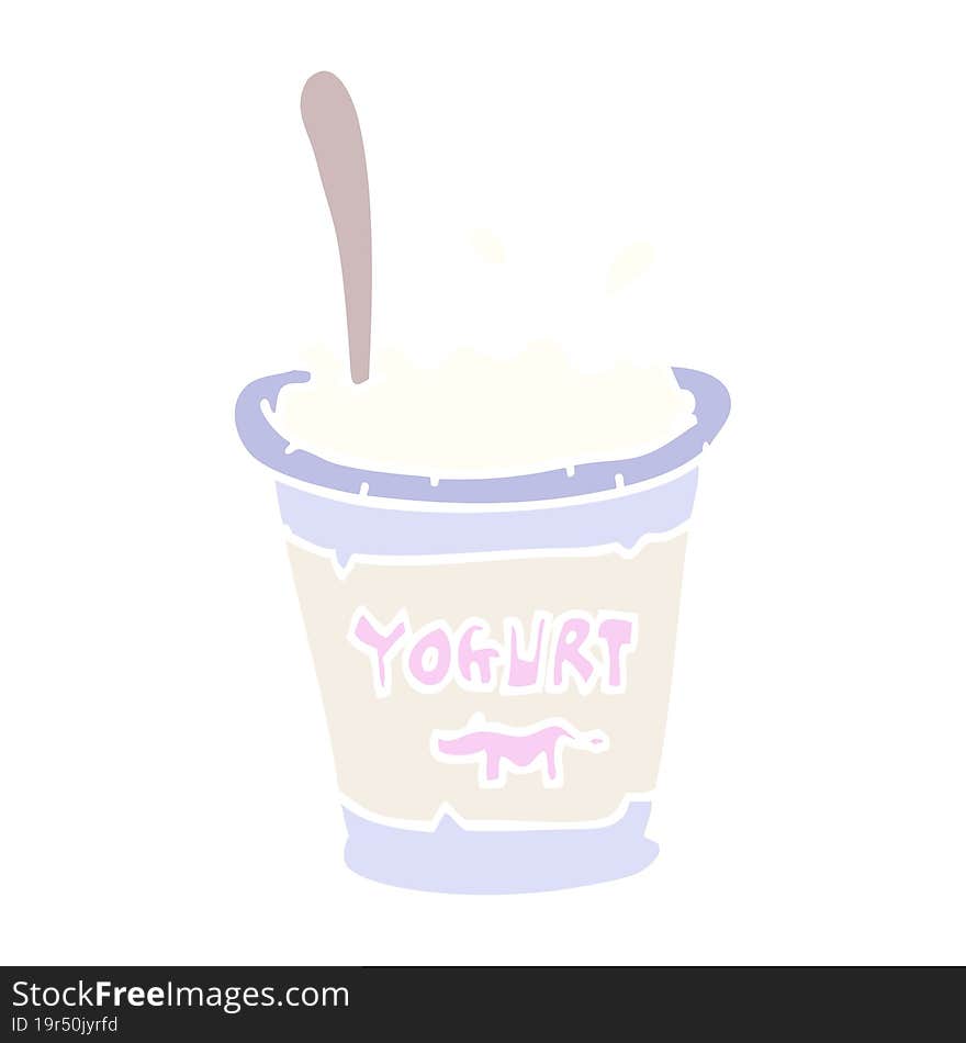 flat color illustration cartoon yogurt