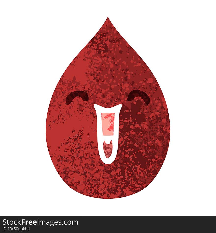 quirky retro illustration style cartoon emotional blood drop