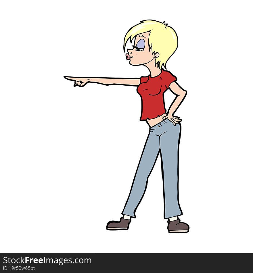 cartoon hip woman pointing