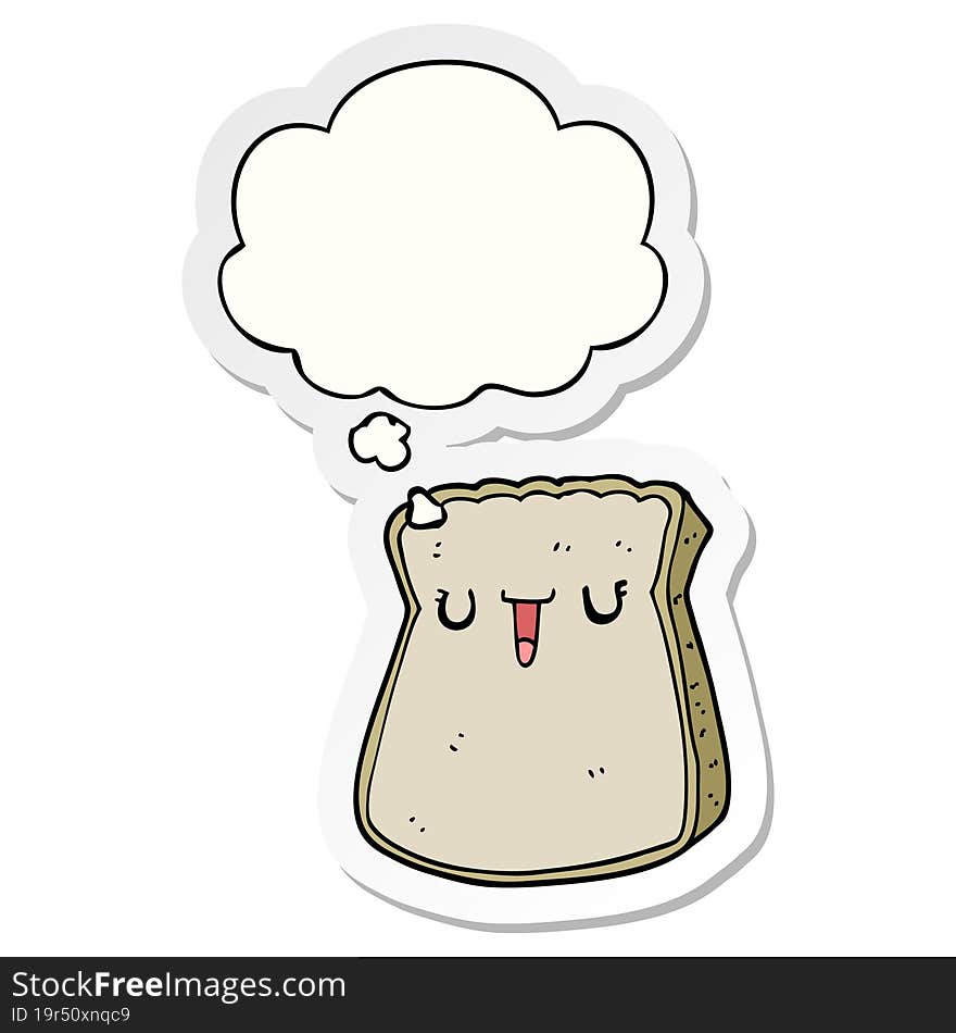 cartoon slice of bread and thought bubble as a printed sticker