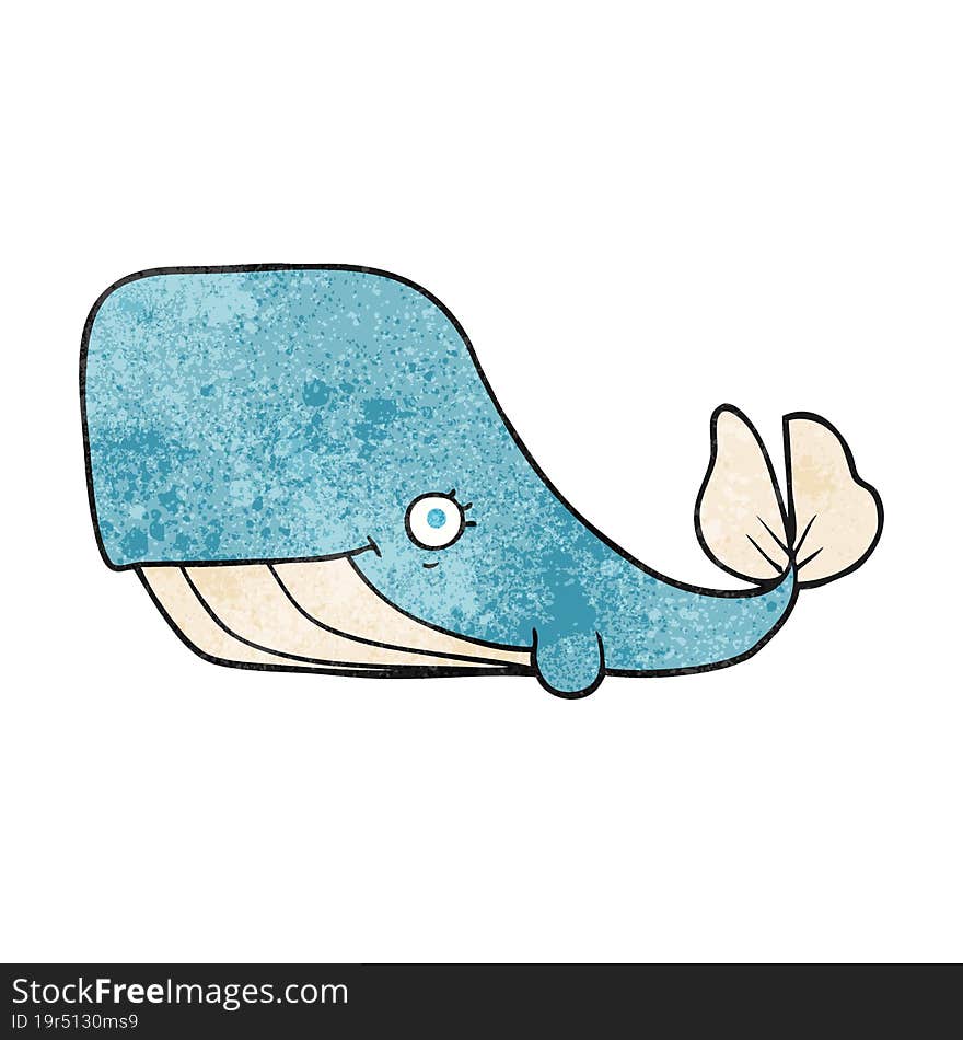 freehand textured cartoon happy whale