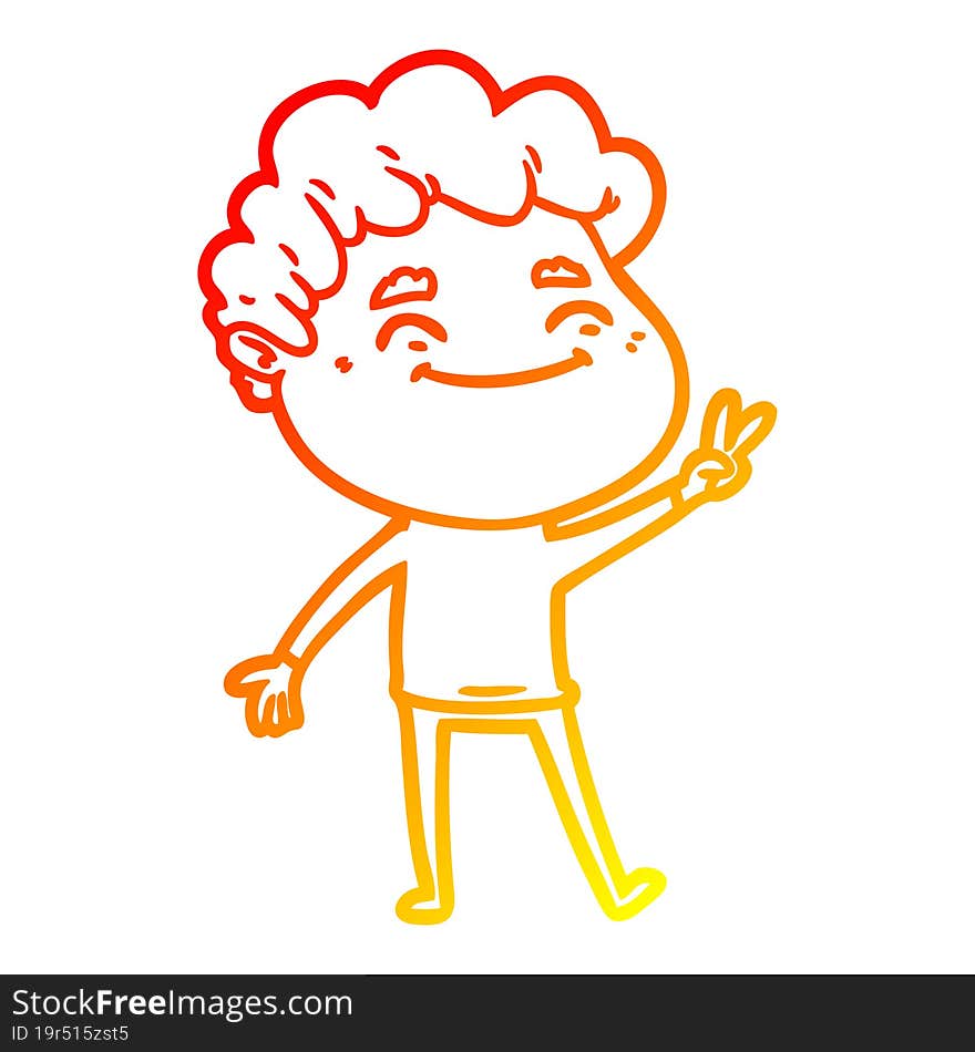 Warm Gradient Line Drawing Cartoon Friendly Man