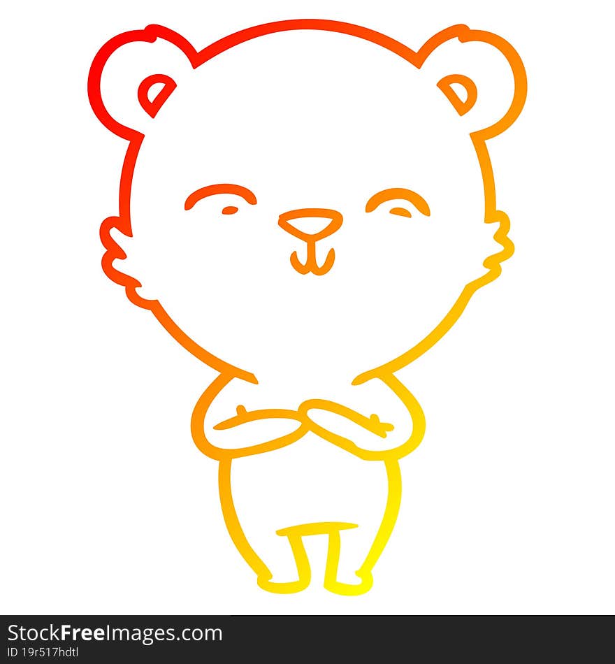 warm gradient line drawing happy cartoon bear