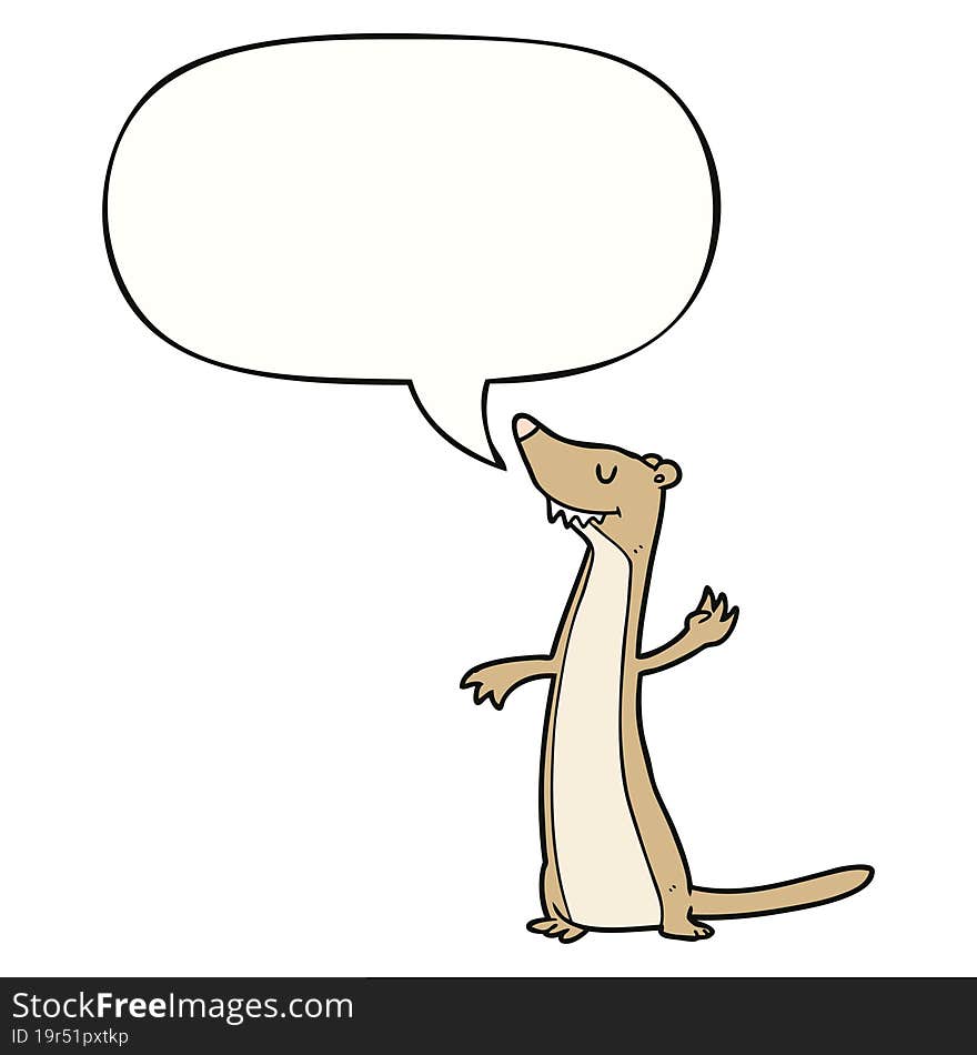 Cartoon Weasel And Speech Bubble