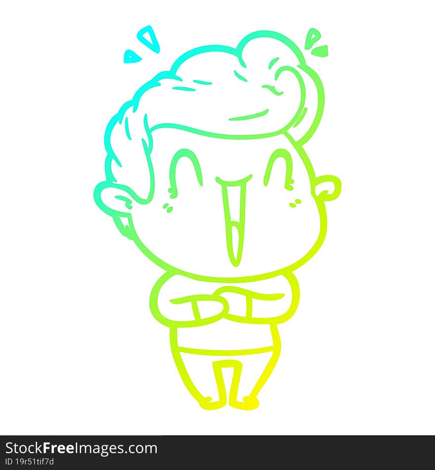 cold gradient line drawing of a excited man cartoon