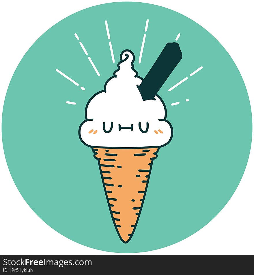 Icon Of Tattoo Style Ice Cream Character