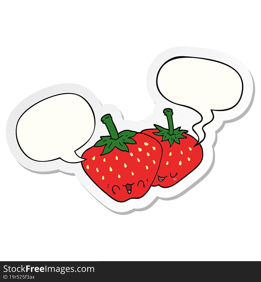 cartoon strawberries and speech bubble sticker