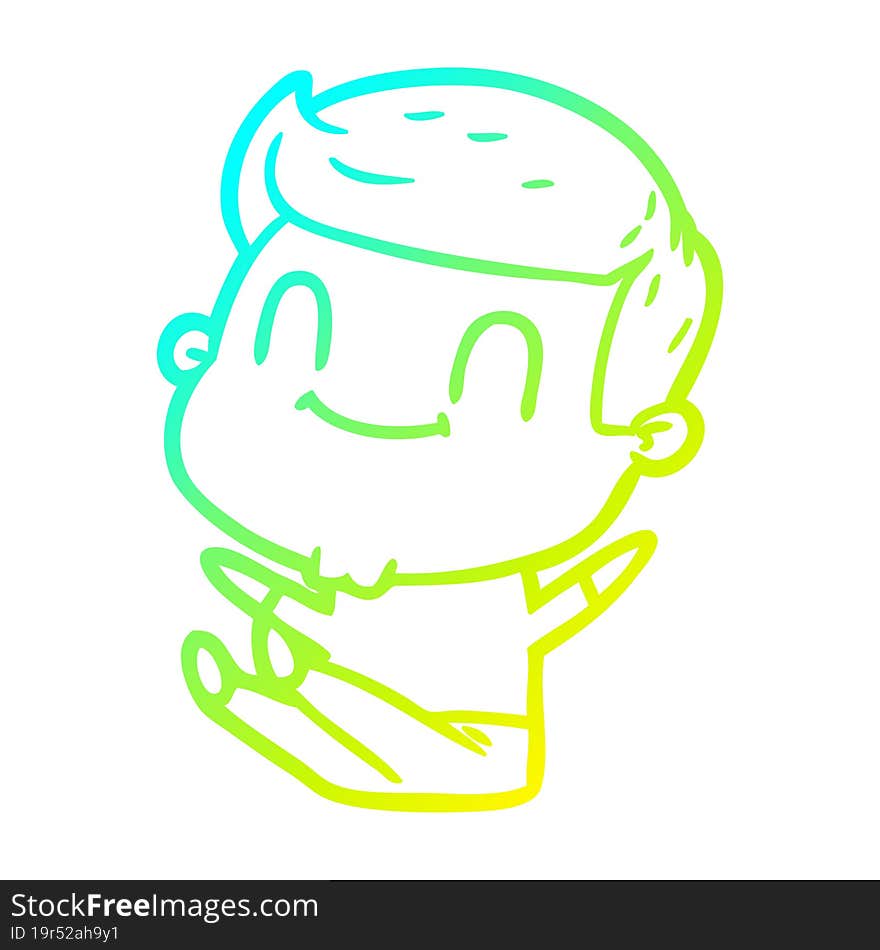 cold gradient line drawing of a cartoon friendly man